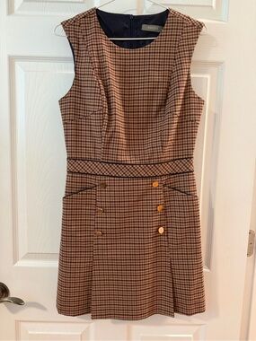 Oasis Plaid Sleeveless Mini Dress in Brown and Black
